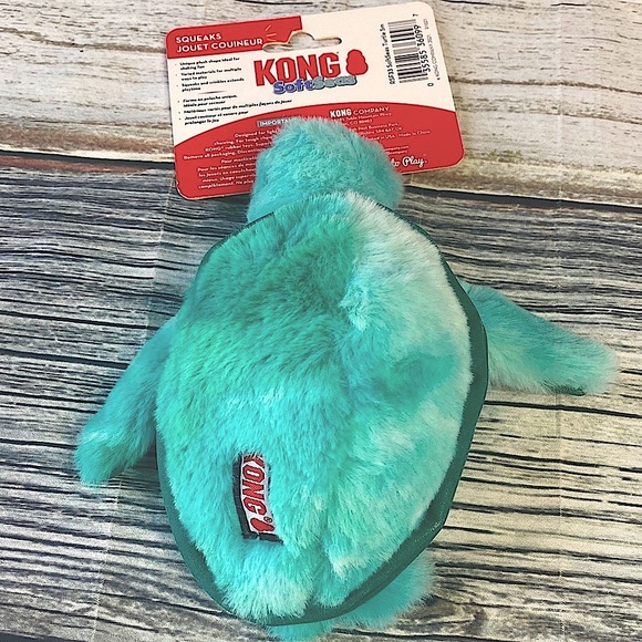 KONG SoftSeas Turtle Dog Toy | Small | Crinkle & Squeak Plush - Picture 2 of 7